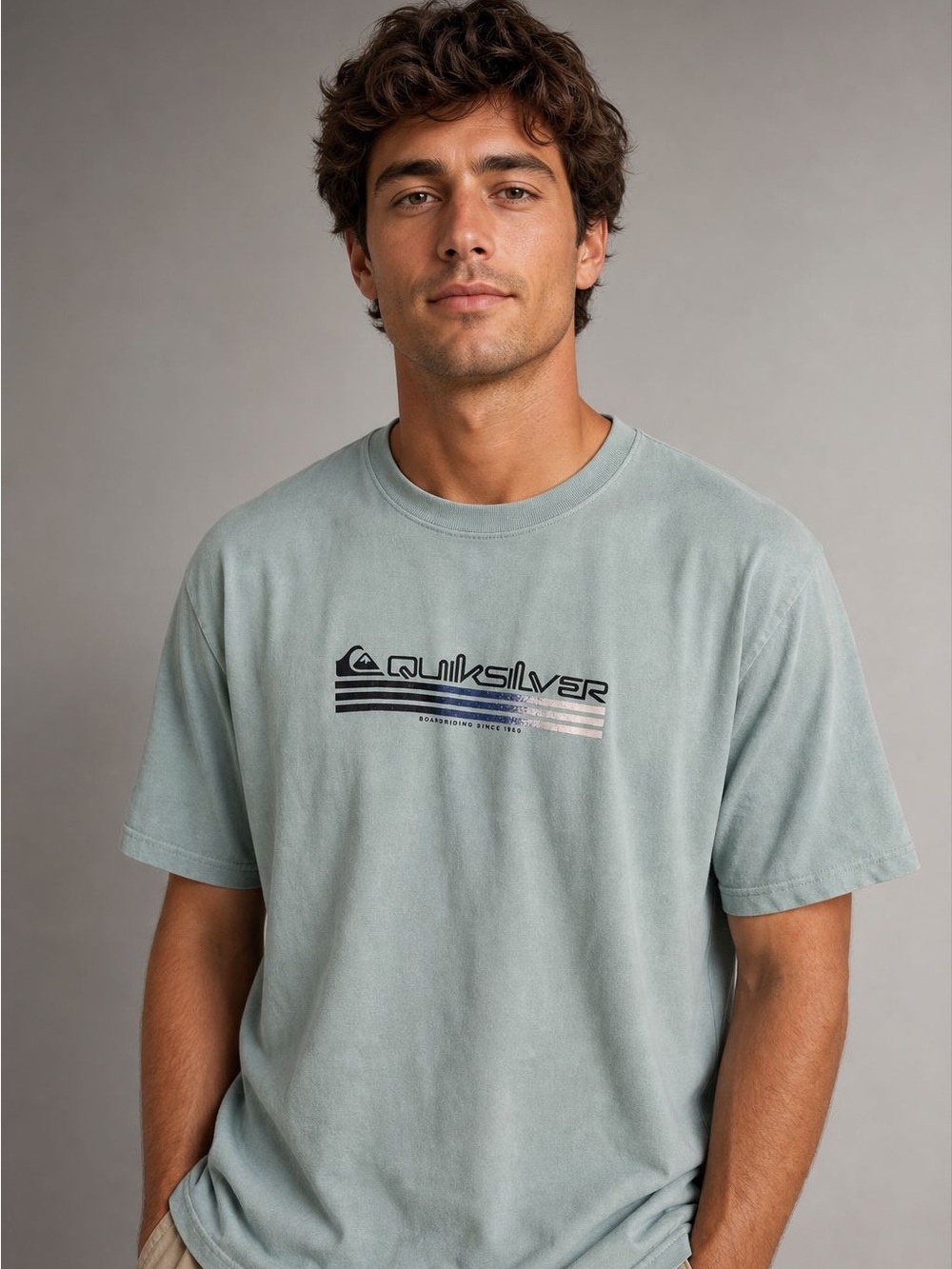 Quiksilver Men's XL Sage Green Graphic Logo Tee